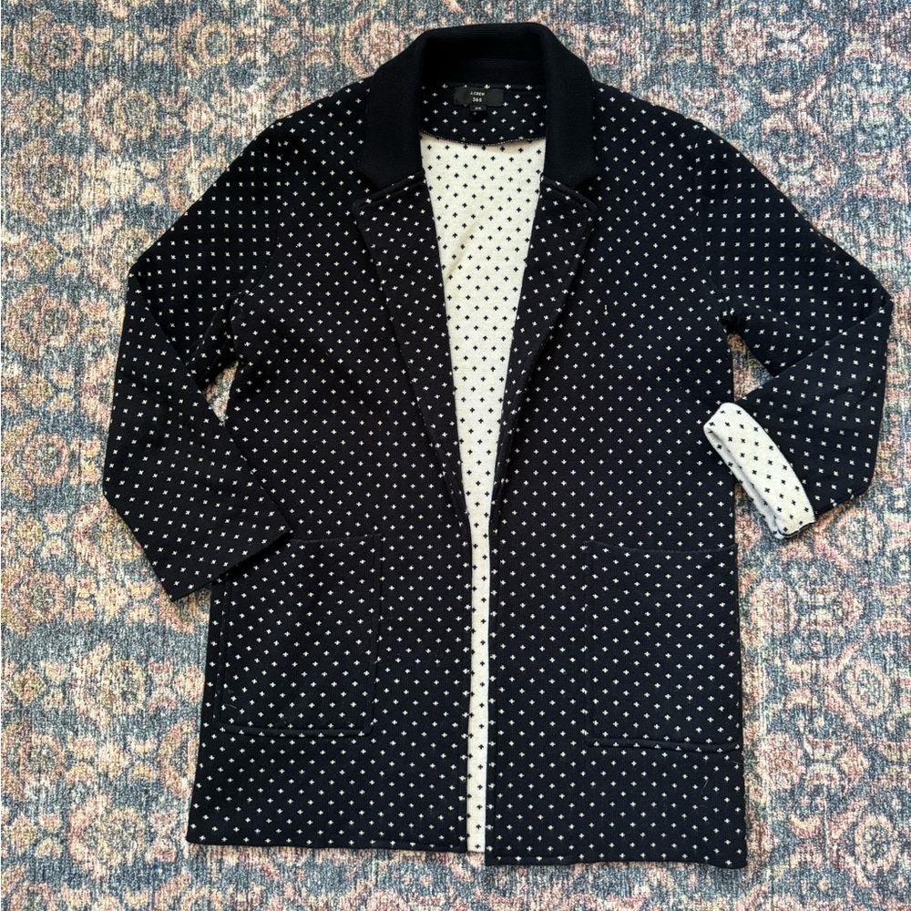 J. Crew Sophie Navy Jacquard Sweater Blazer XS
